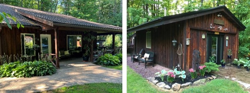 Exterior views of the two cabins