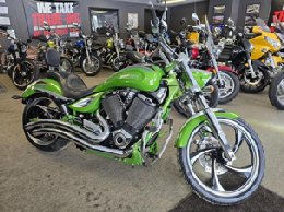 Custom motorcycle in showroom